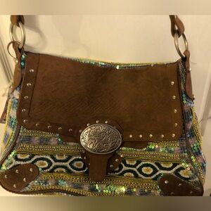 Bohemian Brown and Sequin Shoulder Bag